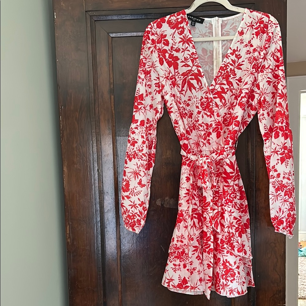 Floral Red and White Women's Dress